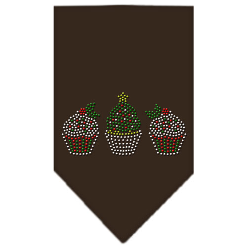 Christmas Cupcakes Rhinestone Bandana Cocoa Large